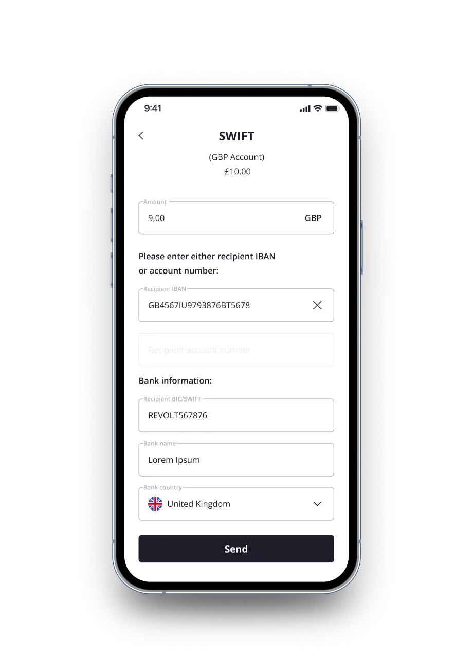 Swift (GBP Account)